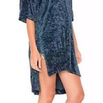 We The Free Free People Luxe Tee Blue Crushed Velvet Tunic Dress Size S Photo 0