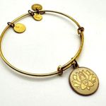 ALEX AND ANI gold tone Lotus flower initial bracelet Bangle adjustable Photo 0