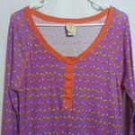 Munki Munki Purple Orange Fox Print Women's Sleep Shirt Novelty Natural Sz M Photo 1