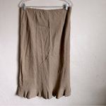Bryn Walker Brown 100% Linen Midi Ruffle Hem Skirt Photo 6