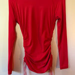 J.Crew Swim Rash Guard Elegant Red Ruched Women Top Long Sleeves Photo 0