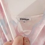 frankie's bikinis  Satin Mini Dress Draped Cowl Neck Tie Dye Pink Blue Photo 2