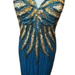 Alyce Paris Vtg Y2K Alyce Designs Long Formal Sequined Beaded Prom Homecoming Dress Sz M/L Photo 3