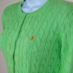 Ralph Lauren Vintage  Women's Green Cable Knit Cotton Cardigan Sweater Size M Photo 1