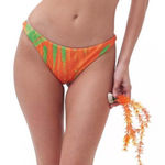 SIMON MILLER‎ Bwai Bikini Bottoms In Abstract Leaf Print NWT Size S Orange Photo 0
