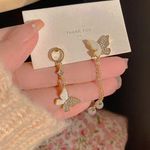 18K Gold Butterfly Alloy Women's Drop Earrings Photo 3