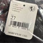 Free People  Maggie Mid Rise Straight Jean Distressed Raw Hem Washed Black 27 NWT Photo 5