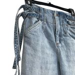 Something Navy SZ 00 Sydney Crop Jeans Side Ties High-Rise Light Wash Zip-Fly Photo 3