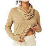 Free People FP Beach  Cocoon Cowl Pullover Tan Long Sleeve Cotton Top XS/S Photo 1