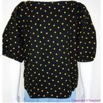 Madewell NWOT Corduroy Puff-Sleeve Wrap Top in Oval Dot, 100% cotton, Black, M Photo 6