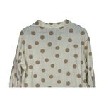 ZARA Button Up Shirt Textured Polka Dot Collared Long Sleeve Small Ivory Beige Photo 4