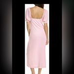Free People  Beach Bel Air Midi Dress Size Medium Pink Ribbed Puff Sleeve Photo 2
