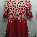 Reborn Women's Size Medium Red Butterfly 3/4 Sleeves Acrylic Sweater Dress Photo 0