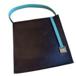 Soul Carrier Brown & Turquoise Leather Structured Tote Shoulder Bag 12.5x12.5x3 Photo 6