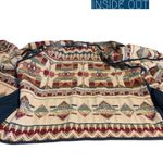 VINTAGE 1990'S MAROON & CREAM SOUTHWESTERN THEME COTTON CHENILE BLAZER (26) Multiple Size 26W Photo 9