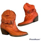 Very Volatile Orange Leather Boots, Sz 5.5 Photo 0