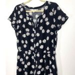 J Jill Black Daisy Print Ruffle Hem Short Sleeve Midi Flowy Dress M (no belt) Size M Photo 11