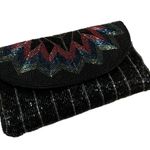 Vintage ADG Beaded Chevron Clutch – 80s/90s Rainbow Glam Black Photo 3