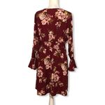 Xhilaration NWOT Deep Red Floral Print Dress Long Sleeves New Photo 3