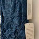 Eliza J . Teal Blue Ruched Lace Scalloped Stretch Cocktail Bodycon Dress NWT Photo 7