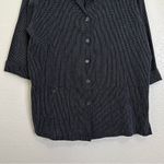 Hot Cotton Linen Blend Black White Striped Button Down Tunic Shirt, Size XL Photo 5