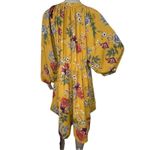 Umgee  Long Sleeve Flowy Yellow Floral Pattern Mini Dress Photo 2