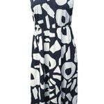 Ann Taylor LOFT Black White Sleeveless Geometric V Neck Blouson Maxi Dress Sz 0 Photo 2
