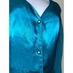 Victoria's Secret Vintage Gold Label Teal Satin Button Down Lingerie Dress M/L Photo 1