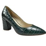 Cole Haan Karena Pump Womens 6.5 Dark Green Embossed Crocodile Print Block Heels Photo 0