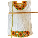 White Mexican Embroidered Dress with Sunflowers & Belt – Handmade Size undefined Photo 8
