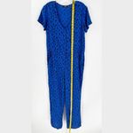 Obey Worldwide Blue Leopard V-Neck Short Sleeve Button Front Jumpsuit Medium Photo 8