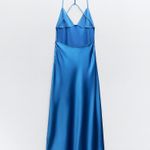 ZARA Dress Cobalt Blue Satin Effect Maxi Midi Wedding Party Date Coctail Photo 12