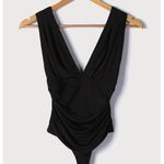 Lulus Deep Romance Black Ribbed Sleeveless Bodysuit XS NWT Photo 2
