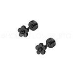 Tiny Black Retro Flower Flat Back Earrings Photo 3