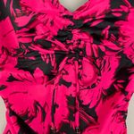 Aqua Green Swimsuit Floral Pink Black Size Small One Piece V-Neck Bathing Suit Photo 7