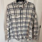 American Eagle Womens Flannel Super Soft Plaid Button-Up Shirt White Medium NWOT Photo 2