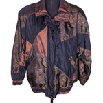 Lavon Vintage Brown Paisley Windbreaker Jacket – Retro Full Zip Photo 0