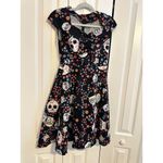 Womens Black Sugar Skull & Floral Print Dress Size S Black Photo 1