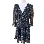 Lucy Paris  BLUE FLORAL RUFFLE CHIFFON FLUTTERY‎ DRESS LARGE NWT Photo 1