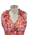 Poupette St Barth Clara Mini Dress Red Chagal Print Orange Pink Size Medium Photo 3