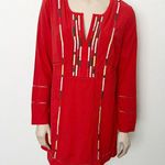 prAna [] Red Embroidered Lahela Coverup Tunic Mini Dress Long Sleeves Sz Medium M Photo 1