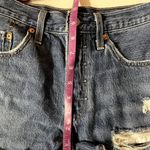 Levi's  501 Dark Medium Wash Blue Distressed Denim Cut-Off Shorts EUC Size 25 Photo 5