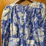 Love Shack Fancy Teyana Salty Sea Long Sleeve Mini Dress Hibiscus Floral Blue 00 Photo 7