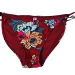 Floral Swimsuit Bottoms Red Multicolor Tie Side Bikini Bottom Size L Photo 0