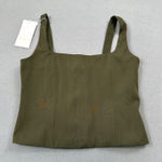 NWT PEAOFBLRD Olive Green Corset Top S Sleeveless Square Neck Zip Back Cute Photo 0