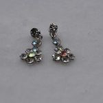 Unique Vintage  Art Deco Aurora Crystals Silver Tone Victorian Post Earrings Photo 1