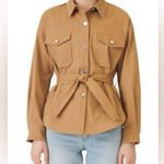 Maje  Overshirt Shirt Jacket Belted Cotton Canvas Camel Size Small 36(US 26) NWT Photo 1