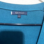 Anne Klein Cardigan Teal Green women's L Ruffle Sleeves button front long length Photo 3