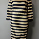 Ralph Lauren Womens Blue/gold Long Sleeve Below The Knee Sheath Evening Dress XS Photo 0