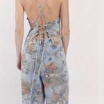 Molly Bracken  wide leg lace back floral denim jumpsuit Photo 1